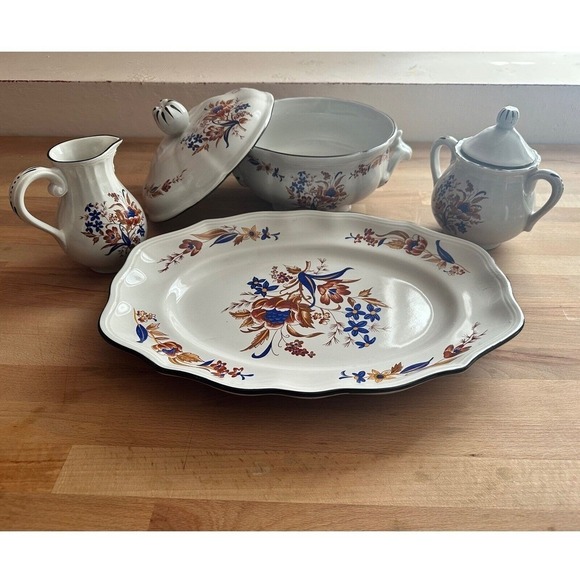 RARE Luneville Kung Louis XV Paquerette Made in France Porcelain 6 Piece - Picture 1 of 10